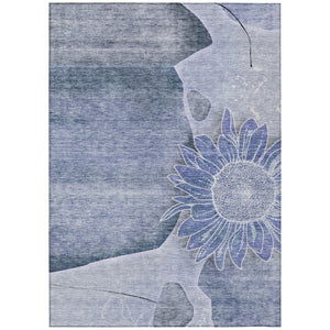 HomeRoots 9' Sky Blue and Indigo Floral Area Rug - Durable, Washable Indoor/Outdoor Accent for Your Home 9' X 12' 582246