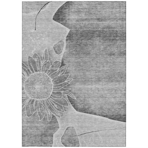 Homeroots 3' Artichoke Green Floral Washable Area Rug For Indoor And Outdoor Spaces - Stylish & Durable 3' X 5' Polyester 582248