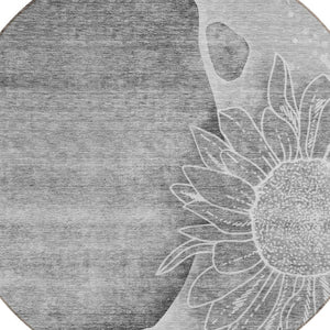 Homeroots 3' Artichoke Green Floral Washable Area Rug For Indoor And Outdoor Spaces - Stylish & Durable 8' Round Polyester 582250