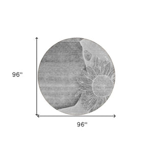 Homeroots 3' Artichoke Green Floral Washable Area Rug For Indoor And Outdoor Spaces - Stylish & Durable 8' Round Polyester 582250