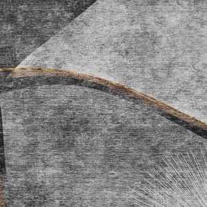 Homeroots 3' Gray Chocolate And Silver Abstract Washable Area Rug For Indoor And Outdoor Spaces, Stylish Decor 3' X 5' Polyester 582254