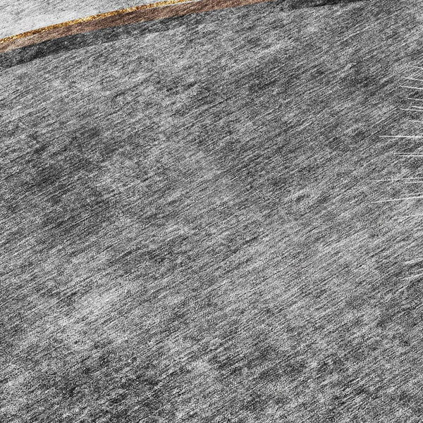 Homeroots 3' Gray Chocolate And Silver Abstract Washable Area Rug For Indoor And Outdoor Spaces, Stylish Decor 8' Round Polyester 582256