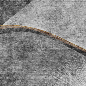 Homeroots 3' Gray Chocolate And Silver Abstract Washable Area Rug For Indoor And Outdoor Spaces, Stylish Decor 10' X 14' Polyester 582259