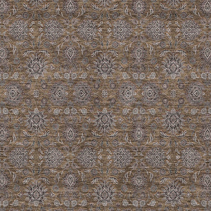 Homeroots 3' Chocolate And Gray Floral Washable Area Rug For Indoor And Outdoor Spaces, Durable Design 3' X 5' Polyester 582260