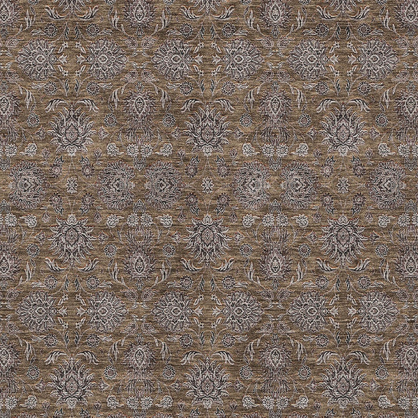 Homeroots 3' Chocolate And Gray Floral Washable Area Rug For Indoor And Outdoor Spaces, Durable Design 3' X 5' Polyester 582260
