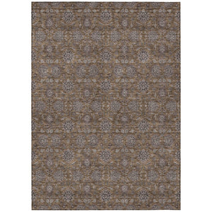 HomeRoots 9' Elegant Chocolate and Gray Floral Area Rug - Washable Indoor/Outdoor, Durable & Stylish Design 9' X 12' 582264