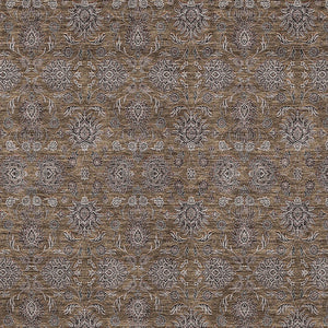 Homeroots 3' Chocolate And Gray Floral Washable Area Rug For Indoor And Outdoor Spaces, Durable Design 9' X 12' Polyester 582264