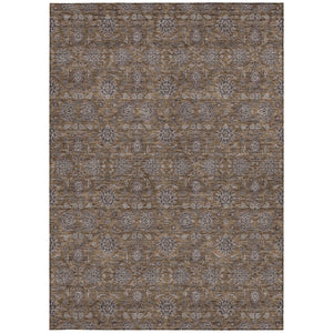 Homeroots 3' Chocolate And Gray Floral Washable Area Rug For Indoor And Outdoor Spaces, Durable Design 10' X 14' Polyester 582265