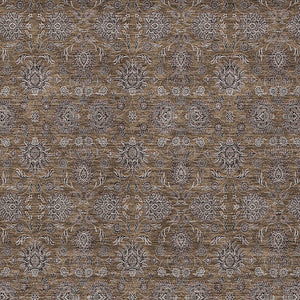 Homeroots 3' Chocolate And Gray Floral Washable Area Rug For Indoor And Outdoor Spaces, Durable Design 10' X 14' Polyester 582265