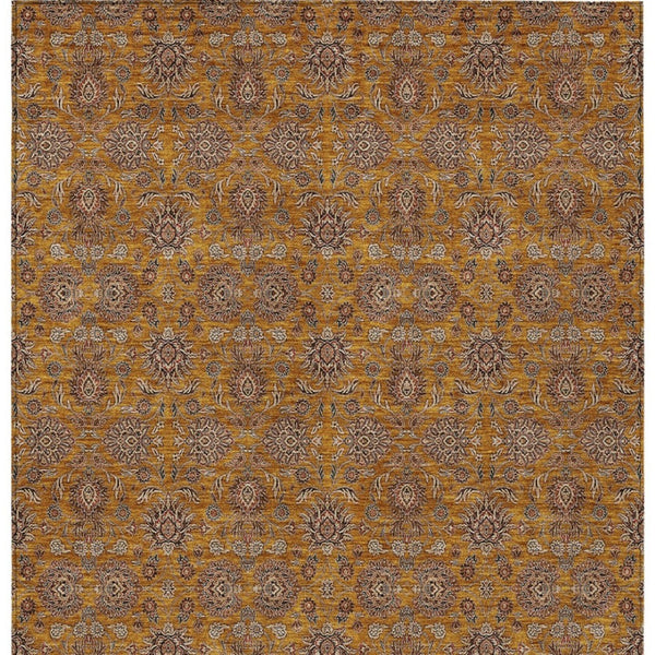 Homeroots 3' Chocolate And Gray Floral Washable Area Rug For Indoor And Outdoor Spaces, Durable Design 5' X 8' Polyester 582267