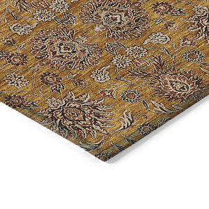 Homeroots 3' Chocolate And Gray Floral Washable Area Rug For Indoor And Outdoor Spaces, Durable Design 5' X 8' Polyester 582267