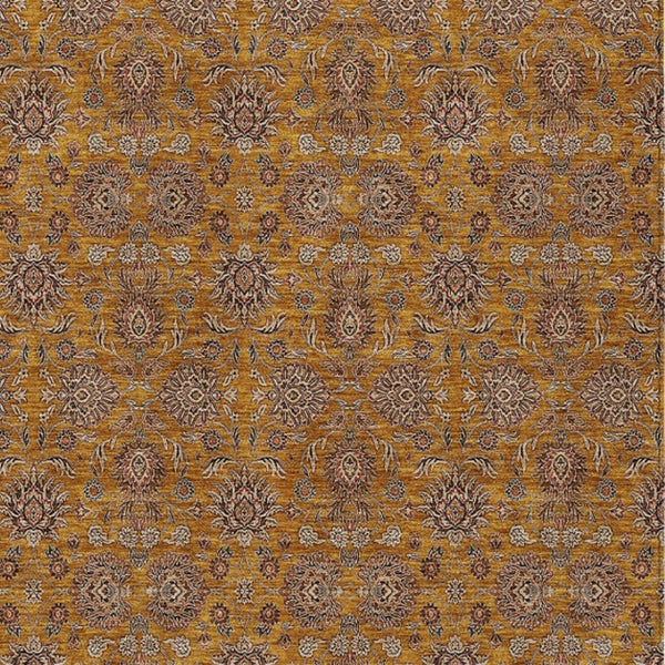 Homeroots 3' Chocolate And Gray Floral Washable Area Rug For Indoor And Outdoor Spaces, Durable Design 5' X 8' Polyester 582267