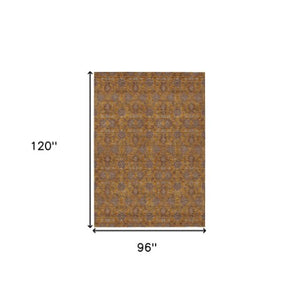 Homeroots 3' Chocolate And Gray Floral Washable Area Rug For Indoor And Outdoor Spaces, Durable Design 8' X 10' Polyester 582269