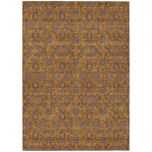 HomeRoots 9' Copper Beige and Taupe Floral Area Rug – Durable, Washable Design for Indoor and Outdoor Use 9' X 12' 582270