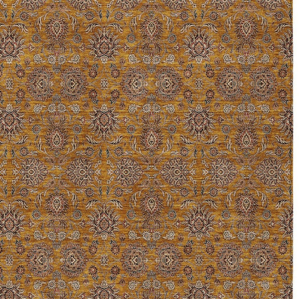 Homeroots 3' Chocolate And Gray Floral Washable Area Rug For Indoor And Outdoor Spaces, Durable Design 10' X 14' Polyester 582271