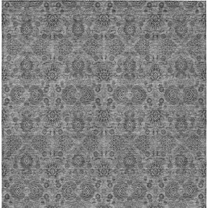 Homeroots 3' Chocolate And Gray Floral Washable Area Rug For Indoor And Outdoor Spaces, Durable Design 3' X 5' Polyester 582272