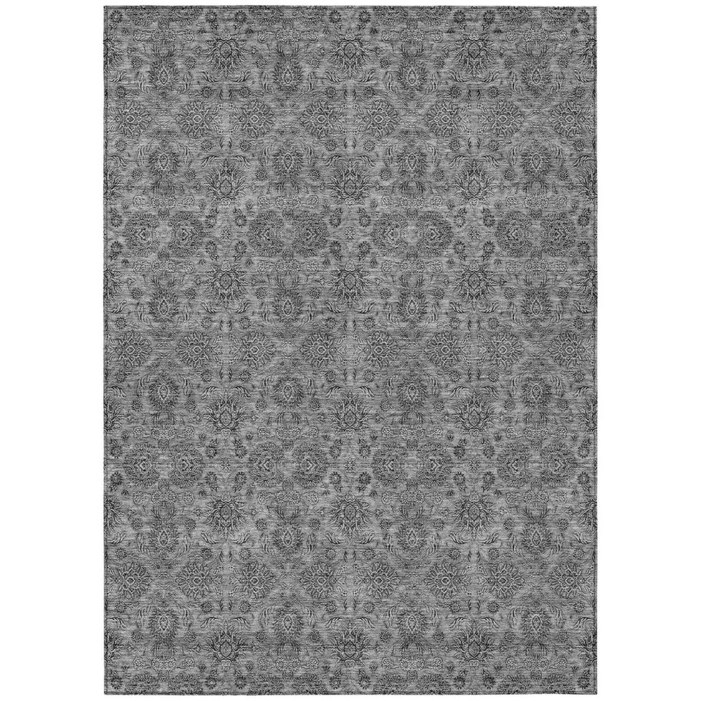 HomeRoots 9' Elegant Gray Floral Area Rug - Durable, Washable Design for Indoor and Outdoor Spaces, Versatile Style 9' X 12' 582276