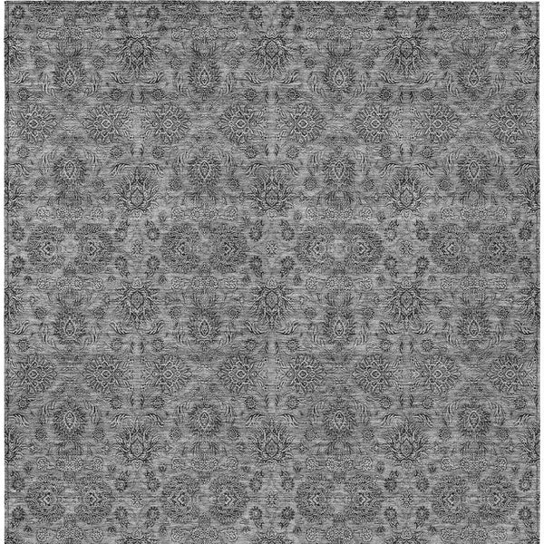 Homeroots 3' Chocolate And Gray Floral Washable Area Rug For Indoor And Outdoor Spaces, Durable Design 10' X 14' Polyester 582277