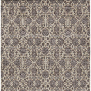 Homeroots 3' Chocolate And Gray Floral Washable Area Rug For Indoor And Outdoor Spaces, Durable Design 3' X 5' Polyester 582278