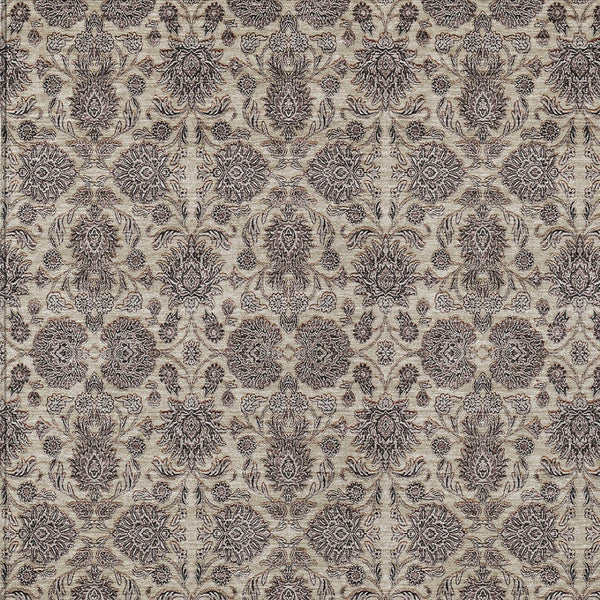 Homeroots 3' Chocolate And Gray Floral Washable Area Rug For Indoor And Outdoor Spaces, Durable Design 3' X 5' Polyester 582278