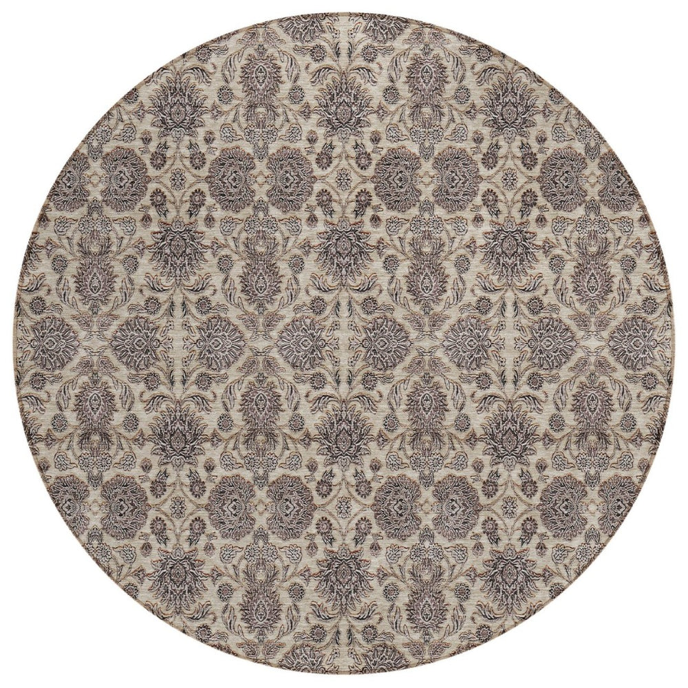 HomeRoots 5' Elegant Floral Indoor Outdoor Area Rug – Durable, Washable, Stain-Resistant, Perfect for Any Space 8' Round 582280