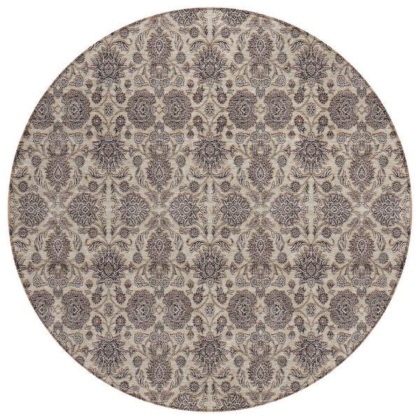 HomeRoots 5' Elegant Floral Indoor Outdoor Area Rug – Durable, Washable, Stain-Resistant, Perfect for Any Space 8' Round 582280
