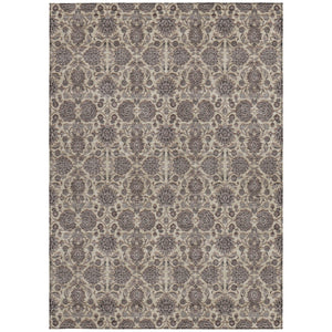Homeroots 3' Chocolate And Gray Floral Washable Area Rug For Indoor And Outdoor Spaces, Durable Design 8' X 10' Polyester 582281