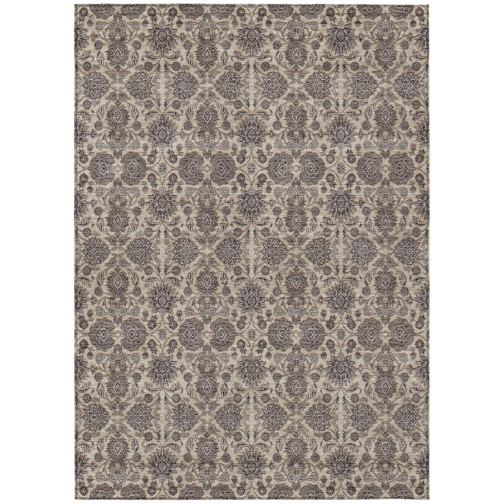 HomeRoots 9' Floral Area Rug - Durable, Washable Indoor-Outdoor Design in Ivory, Taupe & Beige for Any Space 9' X 12' 582282