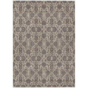 Homeroots 3' Chocolate And Gray Floral Washable Area Rug For Indoor And Outdoor Spaces, Durable Design 9' X 12' Polyester 582282