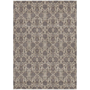 Homeroots 3' Chocolate And Gray Floral Washable Area Rug For Indoor And Outdoor Spaces, Durable Design 10' X 14' Polyester 582283