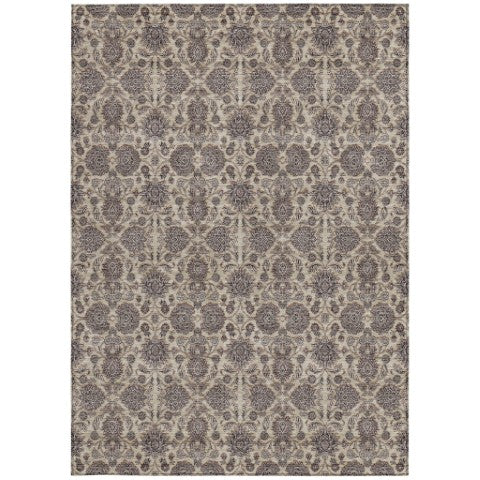 Homeroots 3' Chocolate And Gray Floral Washable Area Rug For Indoor And Outdoor Spaces, Durable Design 10' X 14' Polyester 582283