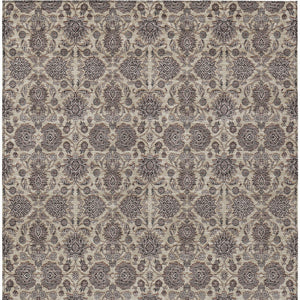 Homeroots 3' Chocolate And Gray Floral Washable Area Rug For Indoor And Outdoor Spaces, Durable Design 10' X 14' Polyester 582283