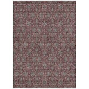 Homeroots 3' Chocolate And Gray Floral Washable Area Rug For Indoor And Outdoor Spaces, Durable Design 3' X 5' Polyester 582284