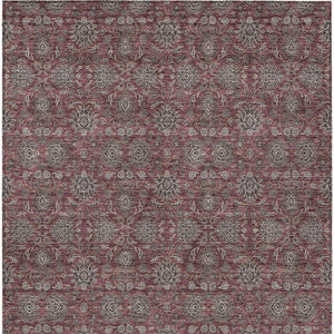 Homeroots 3' Chocolate And Gray Floral Washable Area Rug For Indoor And Outdoor Spaces, Durable Design 8' X 10' Polyester 582287
