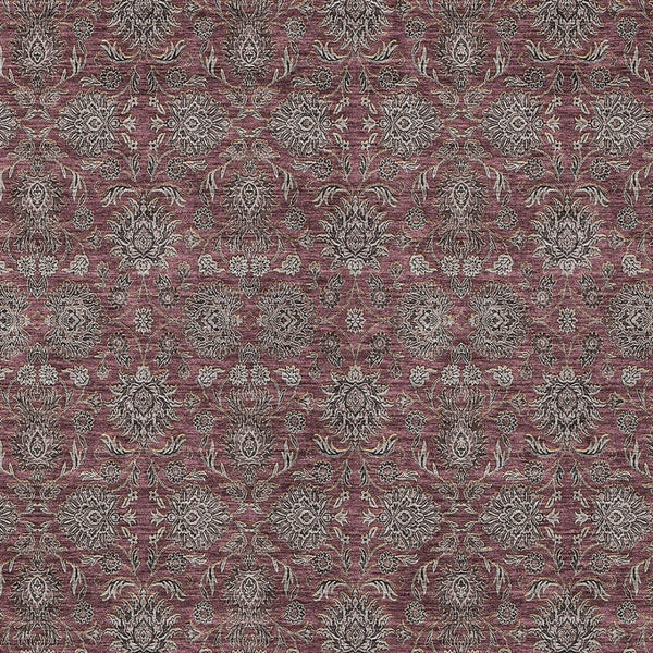 Homeroots 3' Chocolate And Gray Floral Washable Area Rug For Indoor And Outdoor Spaces, Durable Design 8' X 10' Polyester 582287