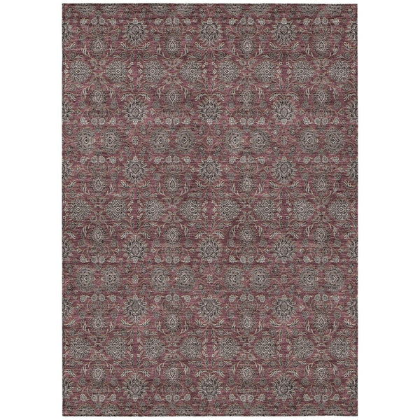 HomeRoots 5' Timeless Merlot Gray and Taupe Floral Washable Area Rug for Indoor and Outdoor Elegance 10' X 14' 582289