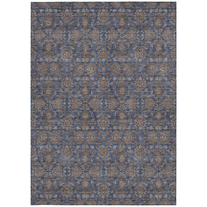 Homeroots 3' Chocolate And Gray Floral Washable Area Rug For Indoor And Outdoor Spaces, Durable Design 3' X 5' Polyester 582290