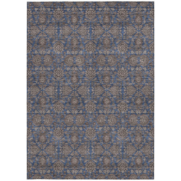Homeroots 3' Chocolate And Gray Floral Washable Area Rug For Indoor And Outdoor Spaces, Durable Design 3' X 5' Polyester 582290