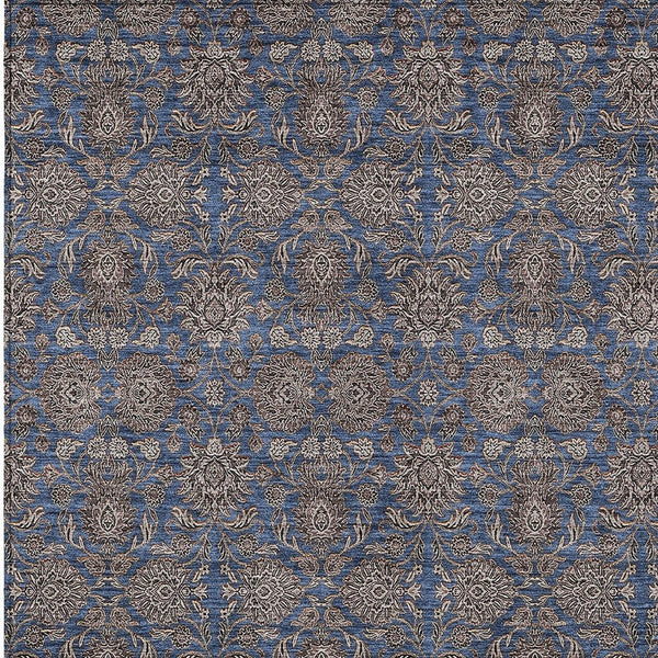 Homeroots 3' Chocolate And Gray Floral Washable Area Rug For Indoor And Outdoor Spaces, Durable Design 5' X 8' Polyester 582291