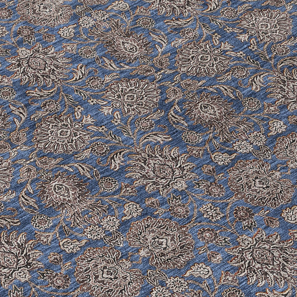 Homeroots 3' Chocolate And Gray Floral Washable Area Rug For Indoor And Outdoor Spaces, Durable Design 8' Round Polyester 582292