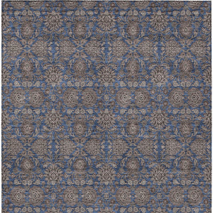 Homeroots 3' Chocolate And Gray Floral Washable Area Rug For Indoor And Outdoor Spaces, Durable Design 8' X 10' Polyester 582293