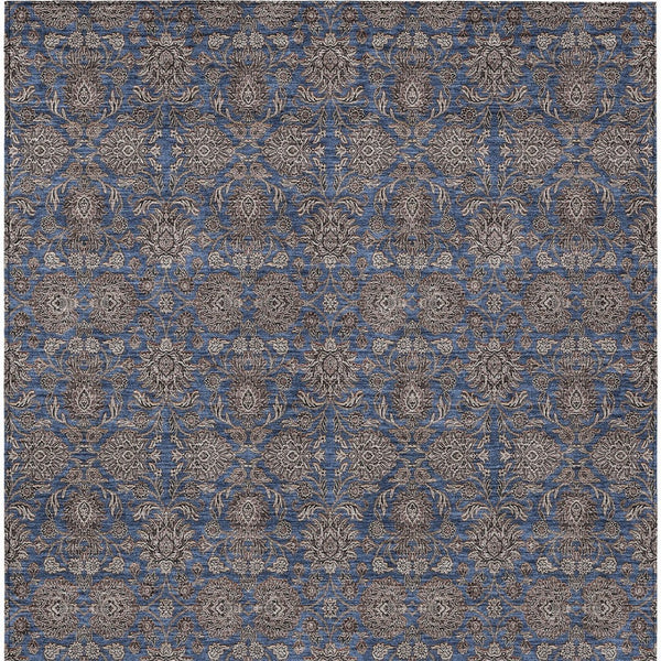 Homeroots 3' Chocolate And Gray Floral Washable Area Rug For Indoor And Outdoor Spaces, Durable Design 8' X 10' Polyester 582293