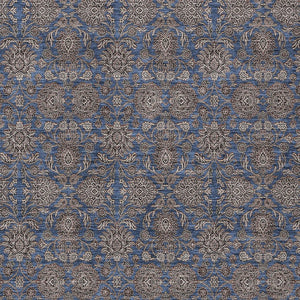 Homeroots 3' Chocolate And Gray Floral Washable Area Rug For Indoor And Outdoor Spaces, Durable Design 8' X 10' Polyester 582293