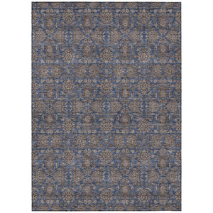 HomeRoots 9' Navy Blue Floral Area Rug - Washable, Durable, Elegant Design for Indoor and Outdoor Spaces 9' X 12' 582294