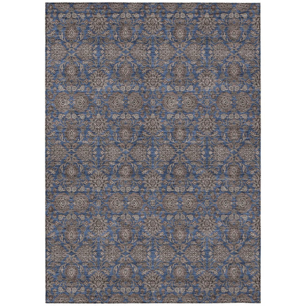 HomeRoots 9' Navy Blue Floral Area Rug - Washable, Durable, Elegant Design for Indoor and Outdoor Spaces 9' X 12' 582294