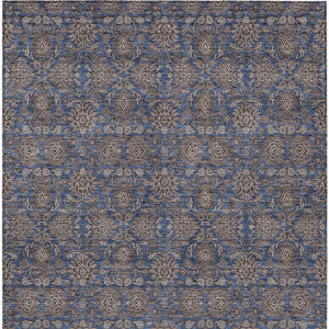 Homeroots 3' Chocolate And Gray Floral Washable Area Rug For Indoor And Outdoor Spaces, Durable Design 9' X 12' Polyester 582294