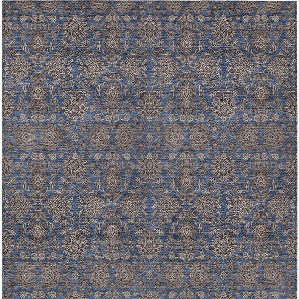 Homeroots 3' Chocolate And Gray Floral Washable Area Rug For Indoor And Outdoor Spaces, Durable Design 9' X 12' Polyester 582294