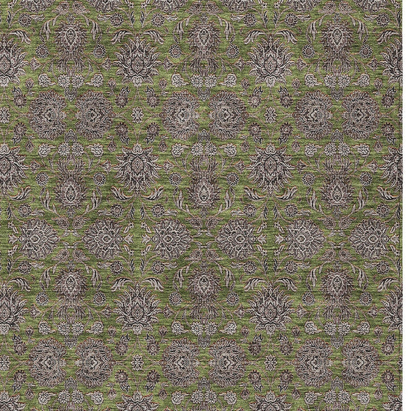 Homeroots 3' Chocolate And Gray Floral Washable Area Rug For Indoor And Outdoor Spaces, Durable Design 3' X 5' Polyester 582296