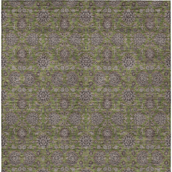 Homeroots 3' Chocolate And Gray Floral Washable Area Rug For Indoor And Outdoor Spaces, Durable Design 5' X 8' Polyester 582297