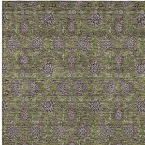 Homeroots 3' Chocolate And Gray Floral Washable Area Rug For Indoor And Outdoor Spaces, Durable Design 5' X 8' Polyester 582297